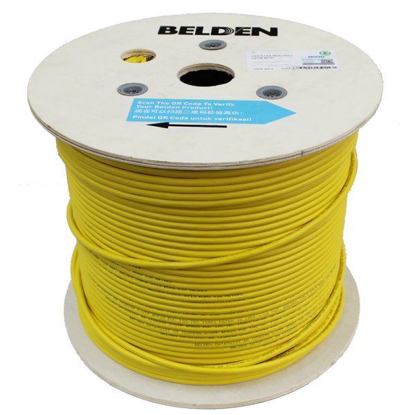 画像1:  【送料無料】 BELDEN製 Cat6A LANケーブル(黄) 305m巻 (m単価@137) (1)