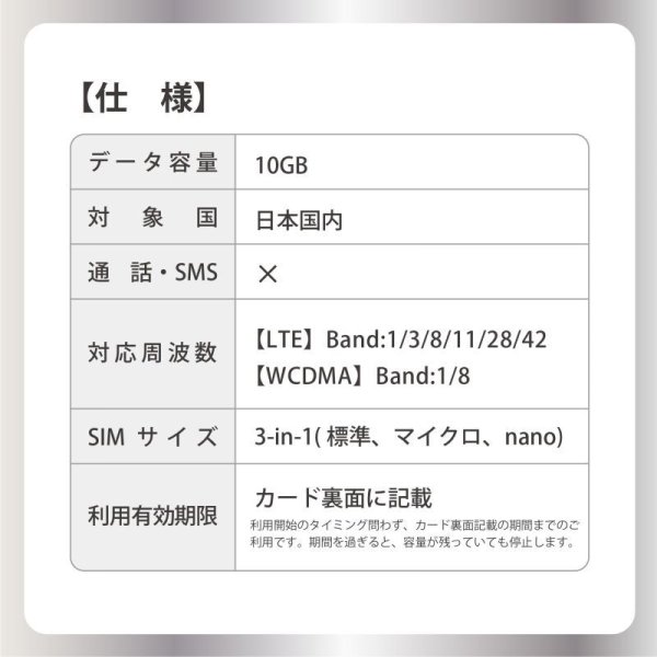 画像3: 【送料無料】日本専用Softbank回線 最大10GBデータ通信利用可能 データ通信用SIMカード 利用期限：2026/05/06」4G/LTE対応 (3)