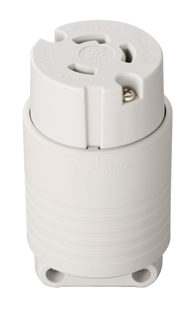 接地2P 30A引掛コネクターボデー 30A 250V （白） （L6-30R 準拠）